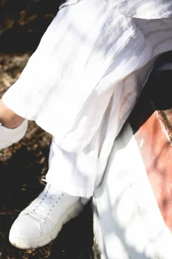 Lungo Attitude Striped Linen Pants, Beige