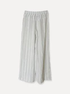 Lungo Attitude Striped Linen Pants, Beige