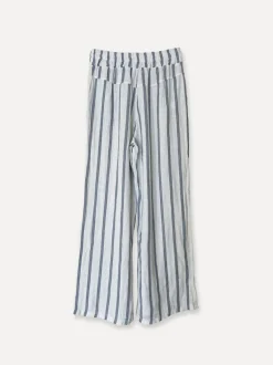 Lungo Attitude Striped Linen Pants, Navy