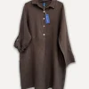 Maria Linen Shirt-Dress, Espresso