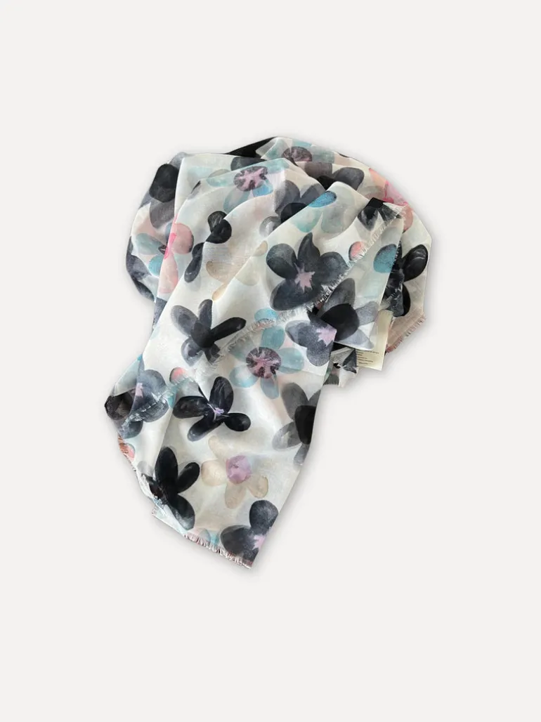 Mary Q Flowers Scarf, Black