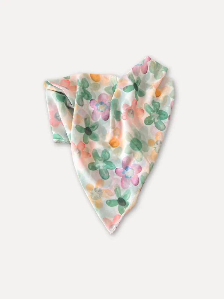 Mary Q Flowers Scarf, Green