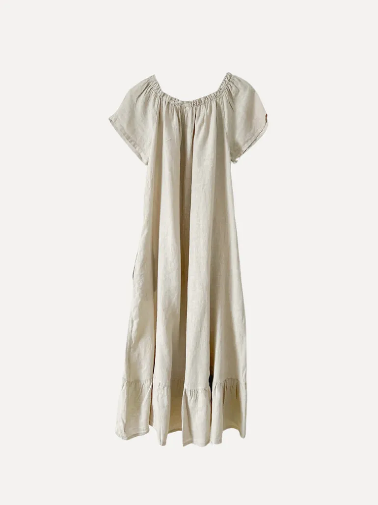 3429 Off-Shoulder Dress, Beige