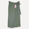 7218 Omlott Linen Skirt, Army