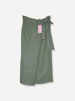 7218 Omlott Linen Skirt, Army
