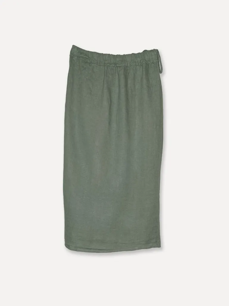 7218 Omlott Linen Skirt, Army