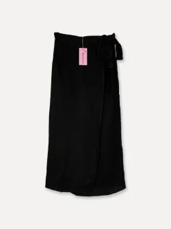 7218 Omlott Linen Skirt, Black