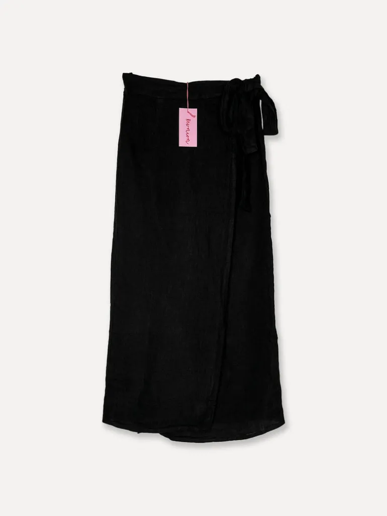 7218 Omlott Linen Skirt, Black