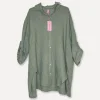 5443 Oversized Linen Shirt, Army