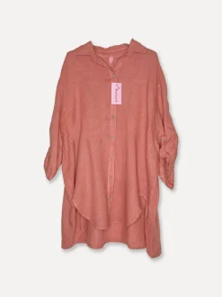 5443 Oversized Linen Shirt, Tomato