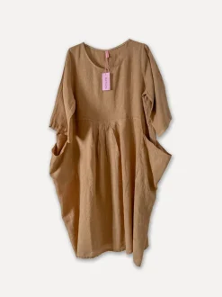 4958 Oversized Short Sleeves Dress, Castagno