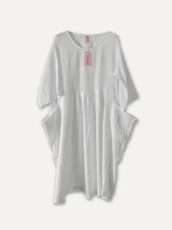 4958 Oversized Short Sleeves Dress, White