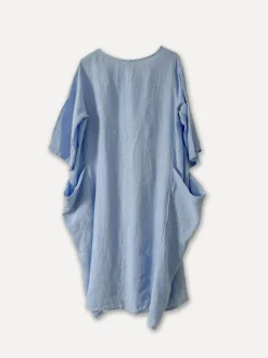4958 Oversized Short Sleeves Dress, Sky Blue