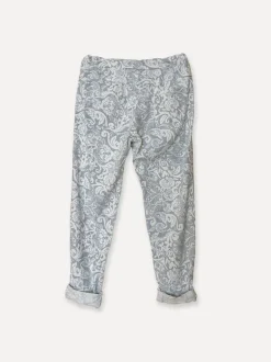 Paisley Box Pants, Denim/White