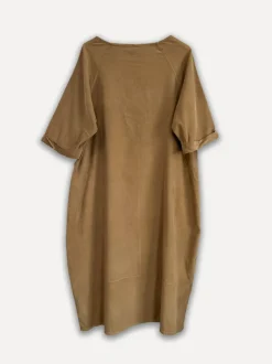 Perla Winter Cord Dress, Dark Taupe