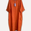 Perla Winter Linen Dress, Burnt Orange