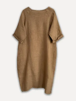 Perla Winter Linen Dress, Dark Taupe