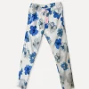 Poppies Box Pants, Blue/Grey