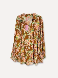 Rimini Viscose Oversize Blouse, Brown