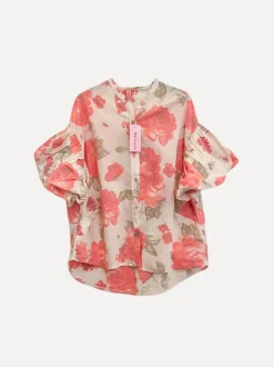 Rosy Balloon Shirt, Beige/Coral