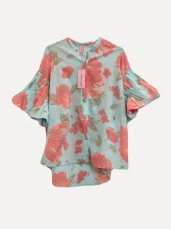 Rosy Balloon Shirt, Sky Blue/Coral