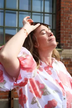 Rosy Balloon Shirt, White/Coral