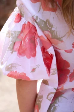 Rosy Balloon Shirt, White/Coral