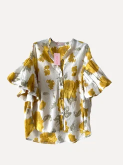 Rosy Balloon Shirt, White/Sunflower