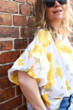Rosy Balloon Shirt, White/Sunflower
