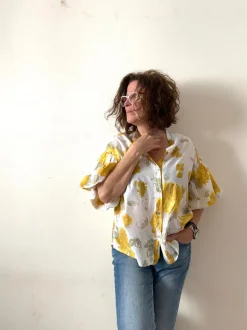 Rosy Balloon Shirt, White/Sunflower