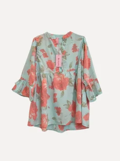 Rosyposy Love Blouse, Sky Blue/Coral