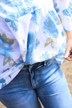 Rosyposy Love Blouse, White/Blue