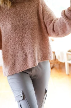 72610 - Round Neck Spring Sweater, Dusty Pink