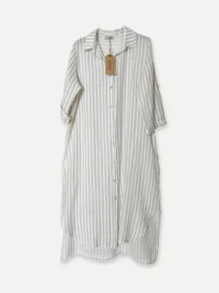 Savona Striped Attitude Linen Dress, Beige