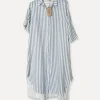 Savona Striped Attitude Linen Dress, Navy