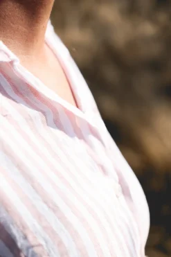 Savona Striped Attitude Linen Dress, Pink