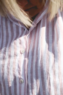 Savona Striped Attitude Linen Dress, Pink