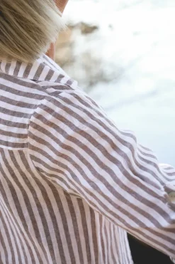 Savona Striped Attitude Linen Dress, Coffee