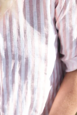 Savona Striped Attitude Linen Dress, Pink