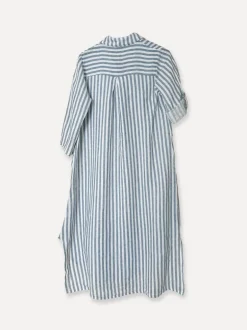Savona Striped Attitude Linen Dress, Navy