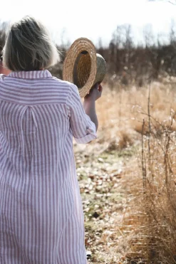 Savona Striped Attitude Linen Dress, Pink