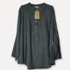 Smock Attitude Linen Blouse, Dark Grey