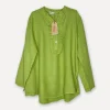 Smock Attitude Linen Blouse, Olive Green