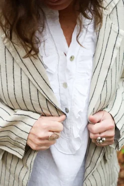 Smock Attitude Linen Blouse, White