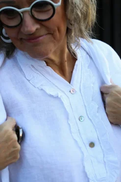 Smock Attitude Linen Blouse, White