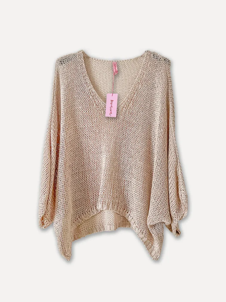 Spring Knit V-Neck, Beige