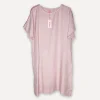 Striped Shoulder Linen Dress, Dusty Pink