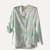 Striped Sunshine Shirt, White/Aqua