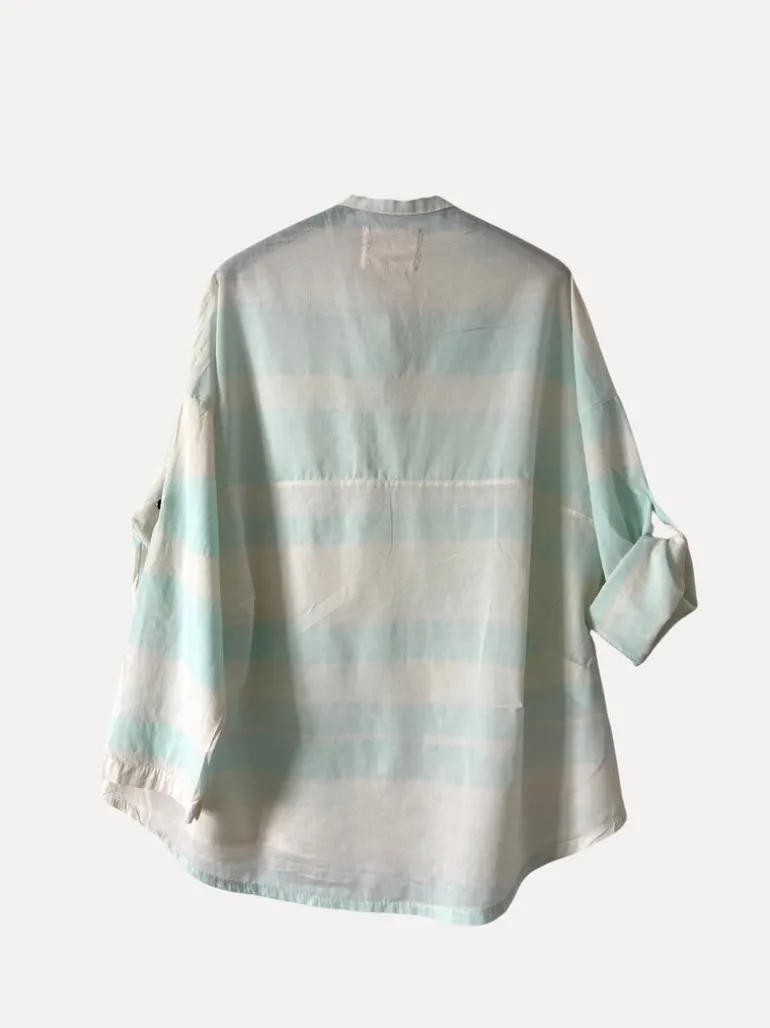 Striped Sunshine Shirt, White/Aqua