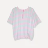 Stripey College T, Pink/Sky Blue